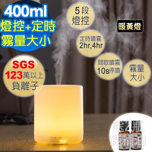 【Warm】 燈控/定時超音波負離子水氧機（W-150Y）暖黃燈+贈送澳洲單方純精油10MLX2瓶 