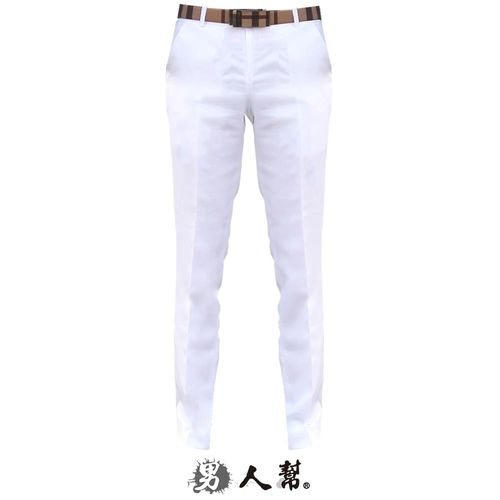 【男人幫】皇家黑色格紋窄版中低腰直筒西裝褲(K0428)