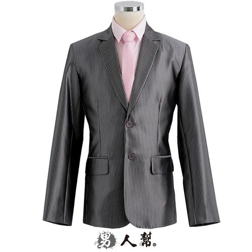 【男人幫】時尚富家公子奢華銀灰條紋西裝外套(C5312)