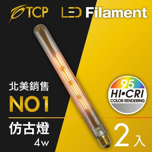 美國TCP LED Filament復刻版鎢絲燈泡-T30(4W)-2入