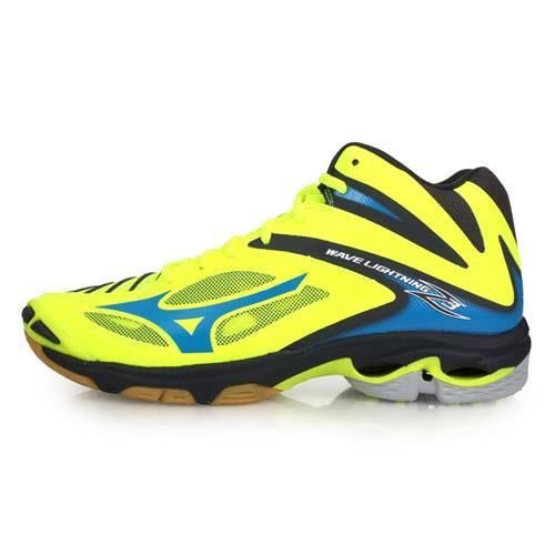 【MIZUNO】WAVE LIGHTNING Z3 MID 男排球鞋-美津濃 螢光黃藍