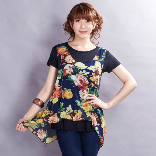 黛莉克絲花卉繽紛亮麗上衣(黃)