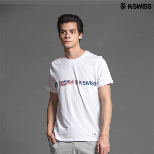 K-Swiss Flag Logo Tee印花短袖T恤-男-白