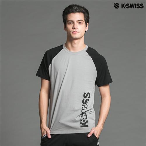 K-Swiss Raglan Sleeve Tee印花短袖T恤-男-灰/黑