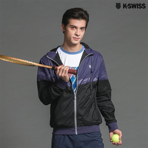 K-Swiss Basic Windbreaker風衣外套-男-黑/深紫