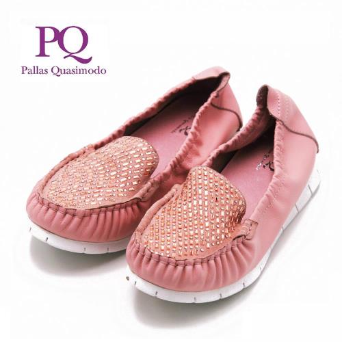 PQ 水鑽素面縫線造型休閒女鞋-粉(另有黑、白)