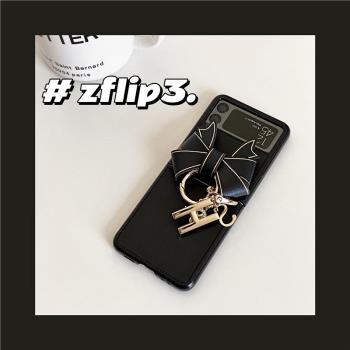 適用于三星Zflip3手機殼復古蝴蝶結小折疊zflip4保護套F7110可愛掛件硬超薄簡約潮牌