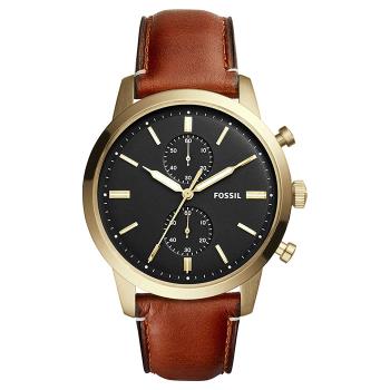 【FOSSIL】Townsman 質感品味 FS5338 皮錶帶 計時男錶 淺金/黑 44mm