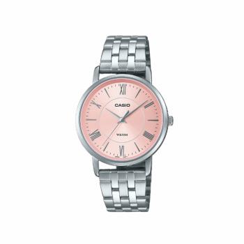 CASIO 卡西歐 LTP-B110D-4A 簡約時尚粉嫩羅馬數字不鏽鋼腕錶