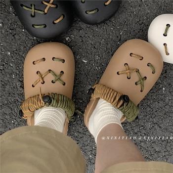 細細條DIY復古夏日系個性洞洞鞋