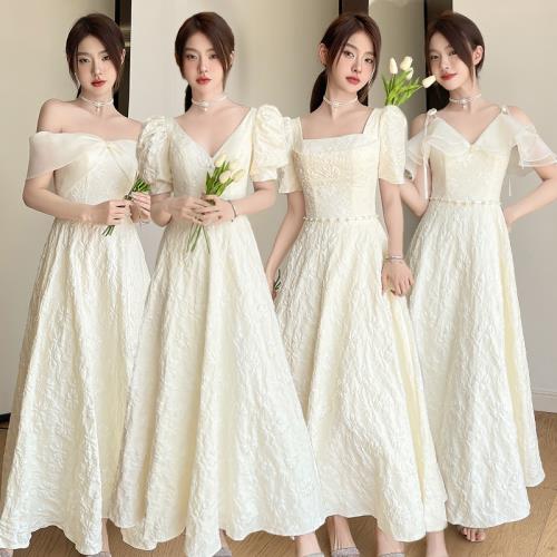 香檳色伴娘服2026新款夏季仙氣高級小眾長款姐妹團禮服裙平時可穿