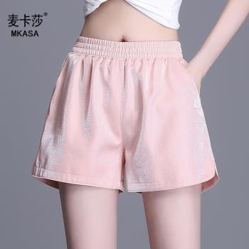 韓版女夏季薄款寬松高腰開叉短褲