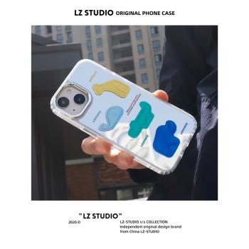 lz原創小動物蘋果13手機殼鏡面補妝小眾適用iPhone14promax透明保護套12高級感14pro卡通簡約全包個性