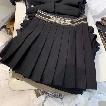 黑色秋裝新款韓版英文字母半身裙