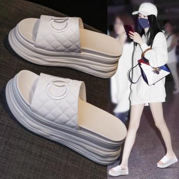 鬆糕厚底增高仙女風時尚沙灘拖鞋