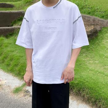 MRCYC短袖t恤男夏季韓版潮流立體字母印花百搭設計感小眾純棉體恤