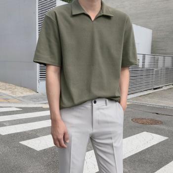 MRCYC男士短袖T恤韓版潮流夏季新款簡約男裝翻領polo衫半袖上衣