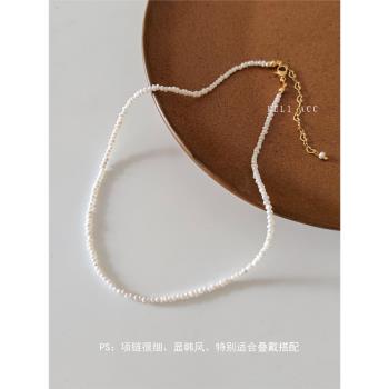 極細天然米粒鎖骨鏈高階女小珍珠