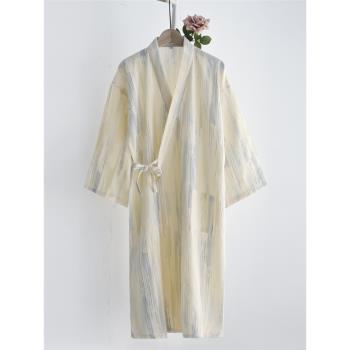 日式和服睡袍女士春秋夏季純棉紗布薄款寬松汗蒸浴袍家居服睡衣