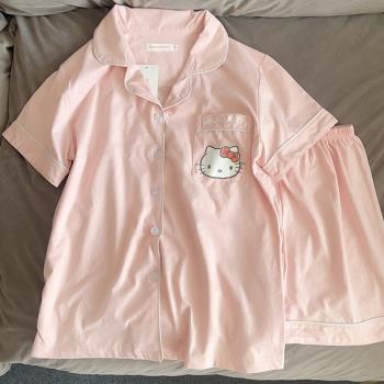 hellokitty睡衣女夏天短袖薄款可外穿夏季甜美可愛學生家居服套裝