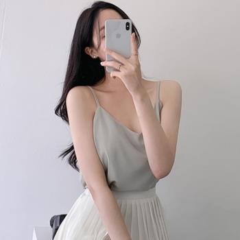 韓國chic夏季減齡復古小眾設計感魅力輕熟風優雅打底小背心吊帶衫