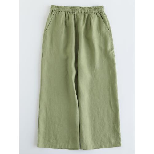 純亞麻闊腿褲 森系寬松九分休閑女褲 夏季日系文藝白色闊腿褲382