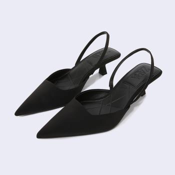 ZA高跟鞋涼鞋女2021新款設計感小眾尖頭女鞋細跟夏季露跟中跟單鞋