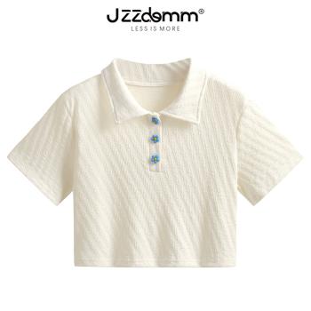 JZZDEMM花扣設計感薄款短袖上衣