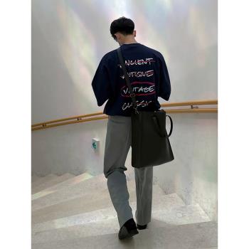 MRCYC短袖t恤男夏季韓版寬松小眾設計感涂鴉字母印花圓領半袖體恤