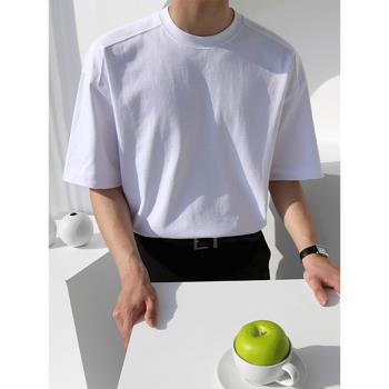 MRCYC簡約純棉男士短袖T恤夏季韓版寬松小領口純色百搭半袖體恤潮