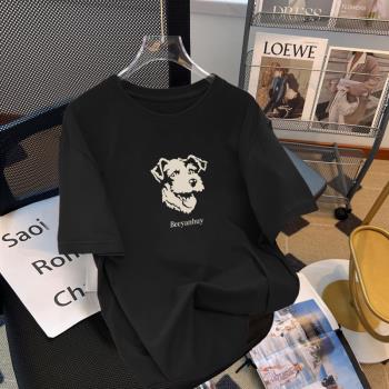 美式復古短袖t恤女夏寬松韓版oversize大碼黑色高階感ins顯瘦上衣