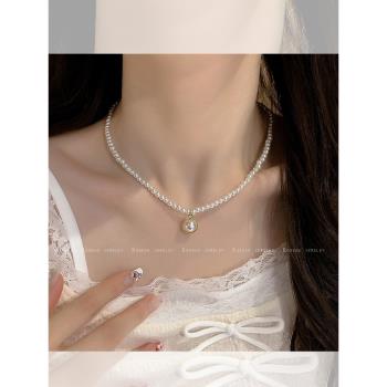 法式珍珠項鏈女款夏輕奢小眾高級感氣質配飾2023年新款鎖骨鏈頸鏈