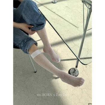 韓國小腿襪女中筒網襪半截絲襪夏季漁網襪黑絲薄款jk東大門彩襪