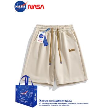 NASA短褲男2023新款夏季日系針織衛褲美式潮牌運動沙灘情侶五分褲