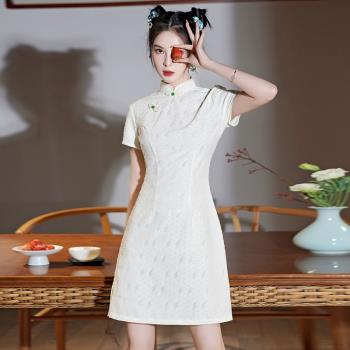 新中式少女文藝復古改良旗袍2023夏新款年輕款現代簡約連衣裙