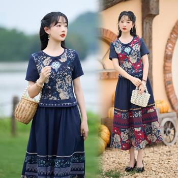 春夏新款中國風復古民國風小上衣旗袍修身顯瘦兩件套裝