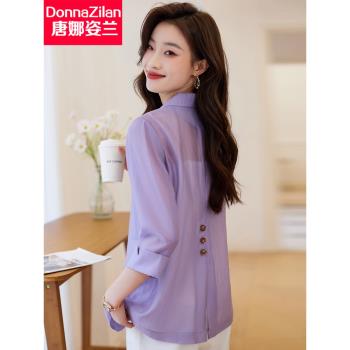 紫色西裝外套女小個子2023夏季新款韓版休閑氣質棉麻亞麻西服上衣