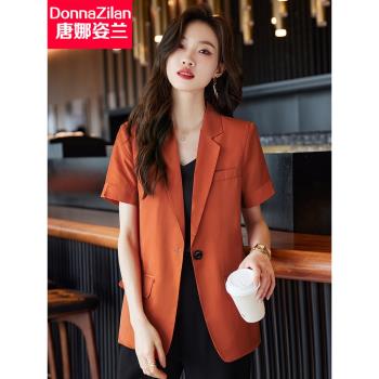 亞麻短袖小西裝外套女士2024夏季新款時尚高階感薄款休閑西服上衣