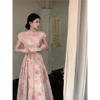 新中式國風改良旗袍連衣裙夏季新款法式氣質收腰顯瘦甜美裙子女裝