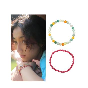 張子楓同款手鏈紅色串珠手飾新中式國風瑪瑙玉石珠子手串彈力繩女