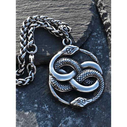 復古永恒之蛇項鏈男日韓個性潮人吊墜掛飾百搭鈦鋼毛衣鏈嘻哈街頭