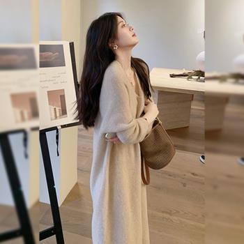 2023新款女神範氣質名媛高階感打底內搭長袖針織毛衣連衣裙子秋冬