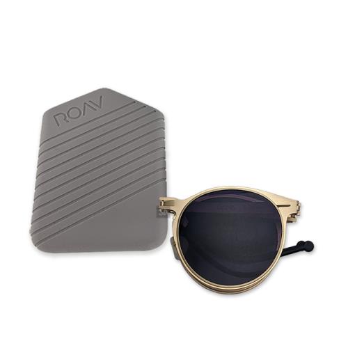 【ROAV】偏光太陽眼鏡 薄鋼 折疊墨鏡 Riviera 8103 C14.41 漸層灰鏡片/淺金框 圓框墨鏡 美國 52mm