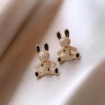 韓國獨特可愛小兔子設計感銀針