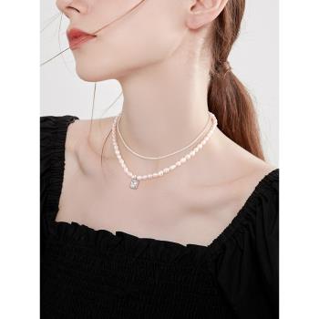 雙層女夏季巴洛克裝飾珍珠項鏈