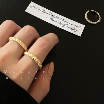 輕奢波光粼粼女小眾設計金色戒指