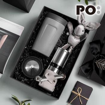 【PO:Selected】丹麥手沖咖啡禮盒組(手動不鏽鋼咖啡磨2.0/隨行保溫咖啡杯350ml-灰)