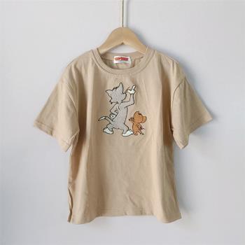 110-130碼外單出口日本日本男童兒童貓和老鼠短袖T恤衫夏裝
