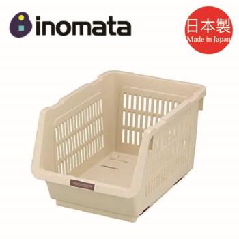 日本製【INOMATA】附滑輪蔬果收納箱 象牙白