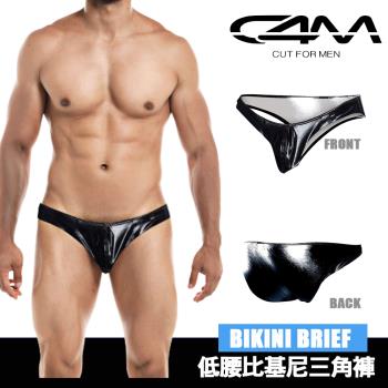 法國 C4M 男性低腰比基尼三角褲 光澤黑 LOW RISE BIKINI BRIEF